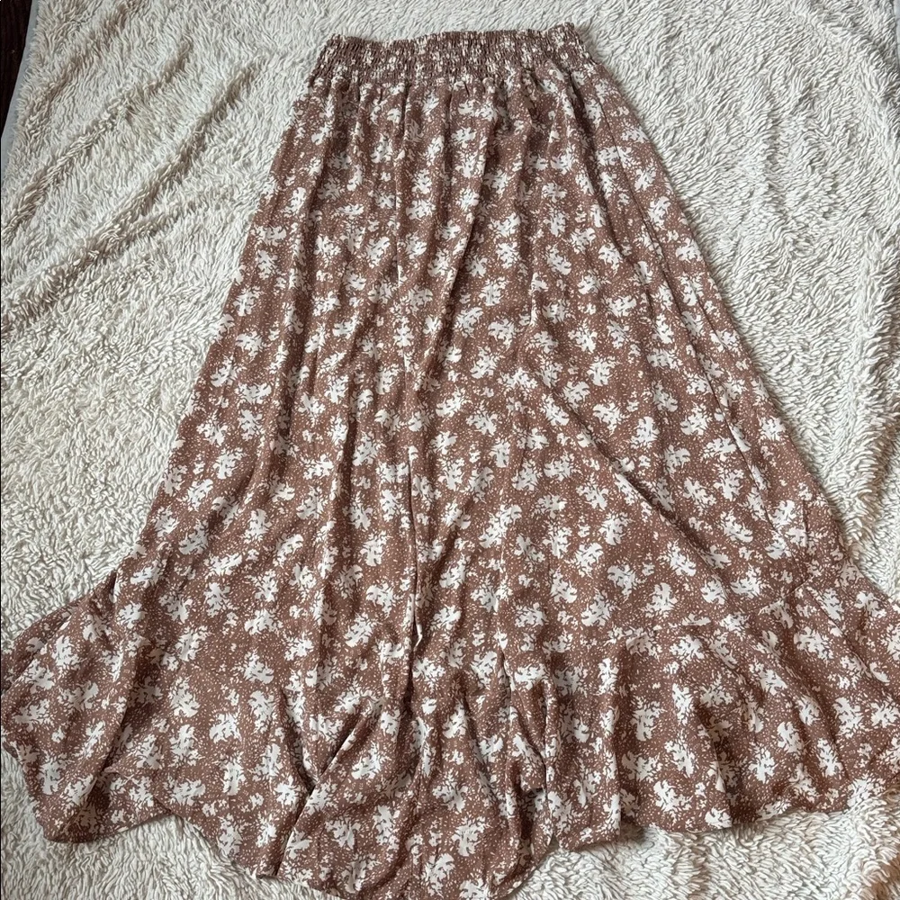 Promesa Floral Button-Front Ruffled Drawstring Maxi Skirt size small